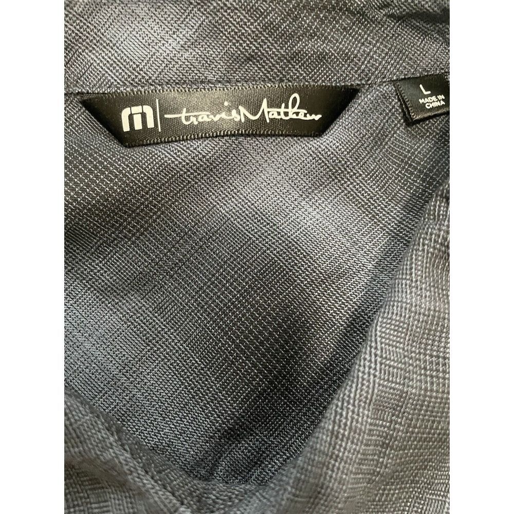 Travis Mathew Button Down Shirt Men Lg Grey Black Plaid Long Sleeve Golf Preppy - Picture 2 of 7